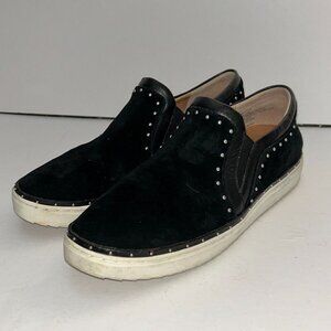 Halogen Loafers Black Suede Leather Silver Studded Slip On Womens Sz 10 M